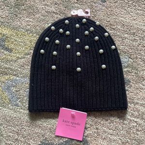 Brand new with tags Kate Spade pearl beanie - black
